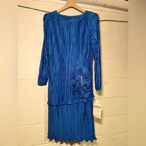 Vintage Afterdark blue evening gown with flower at waist